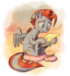 Size: 800x866 | Tagged: safe, artist:thezeo, derpibooru import, oc, oc only, oc:leo, paper, pencil, solo, underhoof