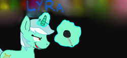 Size: 957x442 | Tagged: safe, artist:vamplrebats, derpibooru import, lyra heartstrings, pony, unicorn, concert, glowing horn, magic, microphone, singing, solo, telekinesis