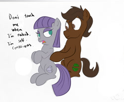 Size: 1591x1304 | Tagged: safe, artist:frikdikulous, maud pie, oc, canon x oc, colored, female, male, simple background, sketch, straight, tickling