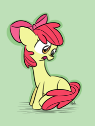 Size: 768x1024 | Tagged: safe, artist:leetle-pink-fudge, derpibooru import, apple bloom, earth pony, pony, female, filly, simple background, solo