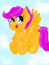 Size: 768x1024 | Tagged: safe, artist:calicojacq, derpibooru import, scootaloo, pegasus, pony, female, filly, simple background, solo