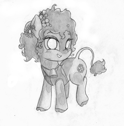 Size: 4496x4560 | Tagged: safe, artist:cross_ornstein, derpibooru import, oc, oc only, oc:daisy flower, cow pony, absurd resolution, monochrome