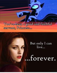 Size: 939x1200 | Tagged: safe, derpibooru import, nightmare moon, antagonist, bella swan, betrayal, crossover, harry potter, image macro, meme, quote, twilight (series)