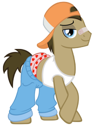 Size: 4100x5500 | Tagged: safe, artist:sofunnyguy, doctor whooves, testing testing 1-2-3, absurd resolution, bandaid, boxers, clothes, hat, heart, heart print underwear, looking at you, pants, rap, rapper, solo, t-shirt, tanktop, underwear