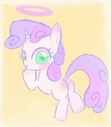 Size: 561x640 | Tagged: safe, artist:gebomamire, derpibooru import, sweetie belle, halo, looking at you, solo