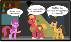 Size: 565x338 | Tagged: safe, artist:hatlessgentleman, derpibooru import, berry punch, berryshine, big macintosh, caramel, earth pony, pony, caramac, gay, male, shipping, stallion