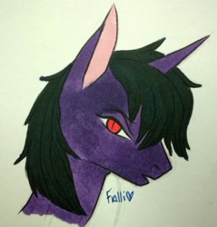 Size: 610x639 | Tagged: safe, artist:falli, oc, oc only, oc:illusion nightwish, pony, unicorn, bust, portrait, solo