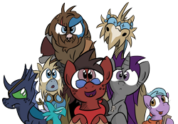 Size: 3190x2238 | Tagged: dead source, safe, artist:jittery-the-dragon, derpibooru import, oc, oc only, oc:cookie crumble, oc:oracle, changeling, diamond dog, dragon, phoenix, eyepatch