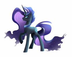 Size: 2500x2000 | Tagged: safe, artist:kianamai, derpibooru import, nightmare rarity, pony, unicorn, female, mare, raised hoof, smiling, solo