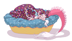 Size: 700x400 | Tagged: safe, artist:salvicorn, derpibooru import, discord, basket, blanket, pixel art, sleeping, solo