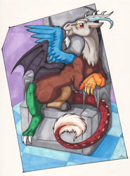 Size: 2274x3078 | Tagged: safe, artist:stormblaze-pegasus, derpibooru import, discord, draconequus, male, solo, traditional art