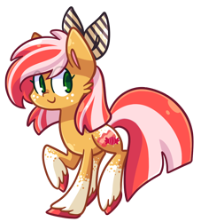 Size: 888x979 | Tagged: safe, artist:looji, derpibooru import, oc, oc only, oc:candy bacon, earth pony, pony, bow, solo