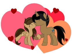 Size: 6600x5000 | Tagged: safe, artist:junkiesnewb, oc, oc only, oc:aegis aurora, oc:harmony inkwell, pegasus, pony, unicorn, absurd resolution, cute, female, harmogis, heart, male, shipping, straight, valentine, valentine's day