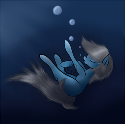 Size: 1677x1668 | Tagged: safe, artist:starshinefox, oc, oc only, oc:silent shield, bubble, drowning, female, solo, underwater, water