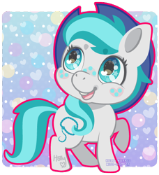 Size: 433x475 | Tagged: safe, artist:miss-glitter, oc, oc only, earth pony, pony, feather, female, freckles, mare, solo