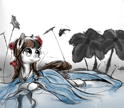 Size: 1500x1300 | Tagged: safe, artist:luciferamon, derpibooru import, chinese outfit, chinoiserie, clothes, dress, pixiv, ponified, solo, traditional art