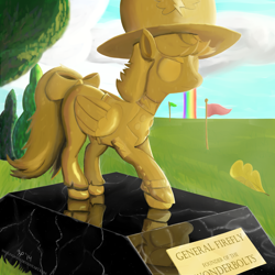 Size: 3600x3600 | Tagged: safe, artist:halflingpony, derpibooru import, firefly, ancient wonderbolts uniform, general firefly, solo, statue