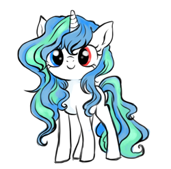 Size: 800x793 | Tagged: safe, artist:trefleix, derpibooru import, oc, oc only, oc:flora prima, chibi, cute, france, french, frenchy-ponies, heterochromia, smiling, solo