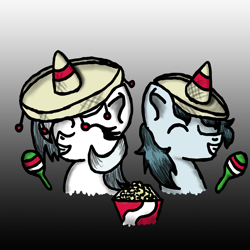 Size: 2400x2400 | Tagged: safe, artist:vennyr, derpibooru import, oc, oc only, oc:cyris, oc:flipp, maracas, mexican, mexico, musical instrument, sombrero, tumblr