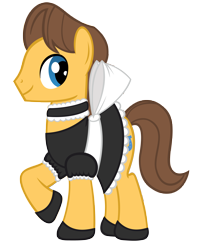 Size: 5000x6300 | Tagged: safe, artist:sofunnyguy, derpibooru import, caramel, absurd resolution, clothes, collar, crossdressing, cute, maid, shoes, simple background, solo, transparent background, vector