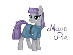 Size: 932x699 | Tagged: safe, artist:sparklestarcat, maud pie, earth pony, pony, clothes, female, gray coat, mare, purple mane, solo