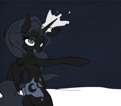 Size: 1000x876 | Tagged: safe, artist:toki, nightmare moon, semi-anthro, snow, solo, stupid sexy nightmare moon