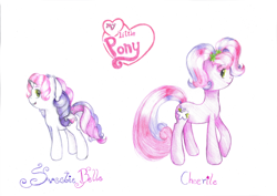 Size: 1024x725 | Tagged: safe, artist:lillyflover, cheerilee (g3), sweetie belle (g3), g3.5, traditional art