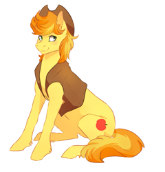 Size: 1075x1122 | Tagged: safe, artist:risu-nya, braeburn, earth pony, pony, cowboy hat, male, solo, two toned mane