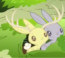 Size: 356x318 | Tagged: safe, screencap, rabbit, filli vanilli, animal, burrow, cropped, duo, jackalope