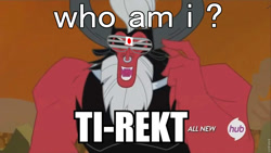 Size: 960x540 | Tagged: safe, derpibooru import, screencap, lord tirek, caption, exploitable meme, last dragon, meme, sho nuff, solo