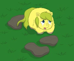 Size: 824x686 | Tagged: safe, artist:carpdime, derpibooru import, fluffy pony, crying, garden, solo