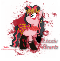 Size: 529x532 | Tagged: safe, artist:nicole-tupas, derpibooru import, ever after high, lizzie heart, ponified, solo