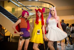 Size: 2048x1366 | Tagged: safe, artist:rougeleaderred, apple bloom, scootaloo, sweetie belle, human, clothes, cosplay, cutie mark crusaders, dragoncon, dress, irl, irl human, photo