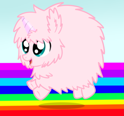 Size: 1949x1825 | Tagged: safe, artist:mishti14, derpibooru import, oc, oc only, oc:fluffle puff, pink fluffy unicorns dancing on rainbows, rainbow, solo