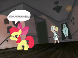 Size: 2222x1649 | Tagged: safe, derpibooru import, apple bloom, angry, artifact, bad edit, hater, the mighty b