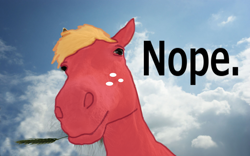 Size: 1920x1200 | Tagged: safe, edit, big macintosh, earth pony, horse, pony, cloud, fluffy, freckles, irl, irl horse, male, nope, photo, recolor, recolored hoers, sky, solo, stallion, straw in mouth, whiskers