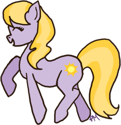 Size: 501x516 | Tagged: safe, artist:princess-madeleine, derpibooru import, oc, oc only, oc:cheershine, earth pony, pony, cute, eyes closed, happy, open mouth, purple, raised hoof, simple background, smiling, solo, transparent background