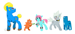 Size: 2498x1127 | Tagged: safe, artist:frostheartissiamese, beauty, bobobo, bobobo-bo bo-bobo, don patch, gasser, jelly jiggler, ponified