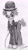 Size: 1679x3000 | Tagged: safe, artist:doublebackstitcharts, derpibooru import, black and white, cane, charlie chaplin, clothes, grayscale, hat, monochrome, moustache, ponified, sketch, solo, suit, traditional art