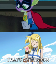 Size: 800x902 | Tagged: safe, screencap, humdrum, spike, dragon, power ponies (episode), fairy tail, image macro, lucy heartfilia, meme, power ponies, that's my x