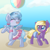 Size: 1024x1024 | Tagged: safe, artist:rue-willings, derpibooru import, oc, oc only, oc:bubblepop, oc:hysteria, ball, beach, beach ball, bow, clothes, eyes closed, filly