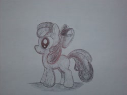 Size: 2848x2136 | Tagged: safe, artist:drpetevenkman, derpibooru import, apple bloom, monochrome, solo, traditional art