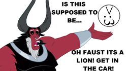 Size: 1280x719 | Tagged: safe, derpibooru import, lord tirek, big cat, lion, >:3, exploitable meme, image macro, lauren faust, meme, old meme