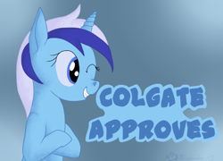 Size: 712x512 | Tagged: safe, artist:shadowstar-12, derpibooru import, minuette, approves, solo, wink