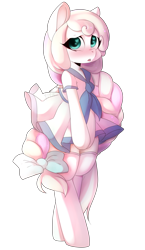 Size: 1449x2500 | Tagged: safe, artist:yukomaussi, oc, oc only, pony, bipedal, braid, clothes, dress, socks, solo