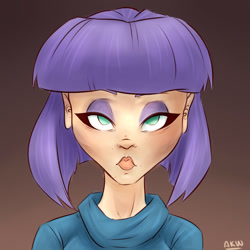 Size: 1024x1024 | Tagged: safe, artist:grandifloru, maud pie, human, maud pie (episode), age progression, bust, eyeshadow, humanized, older, portrait, pouting, solo