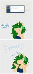 Size: 735x1616 | Tagged: safe, artist:twitchygreyfox, derpibooru import, oc, oc only, oc:anon, oc:splendidsigh, anthro, unicorn, tumblr