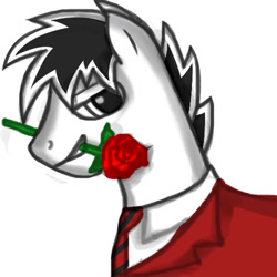 Size: 500x500 | Tagged: artist needed, safe, derpibooru import, oc, oc only, pony, clothes, male, red, rose, seductive, solo, stallion, suit, tango