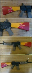 Size: 321x720 | Tagged: safe, derpibooru import, big macintosh, earth pony, pony, airsoft, ar 15, custom, gun, gunified, male, my little arsenal, stallion