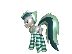 Size: 2000x1500 | Tagged: safe, artist:askqueenscarlett, derpibooru import, oc, oc only, oc:mint, pegasus, pony, 3d, clothes, colored wings, gradient wings, looking back, plot, socks, solo, striped socks, tongue out